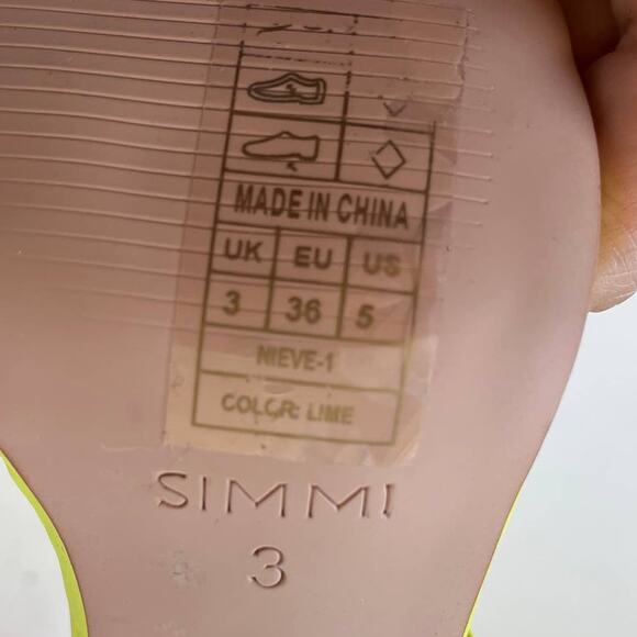 SIMMI Strappy Heeled Sandals Womens Shoes Sz 5 Flourescent Spool Heel Festival - Picture 9 of 11